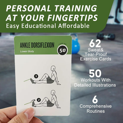 Half Balance Ball Workout Cards, 62 Exercises Cards Deck Large Size 5" x 3.5" Fitness Cards for Women & Men, Beginner Fitness Guide to Training Exercises at Home or Gym