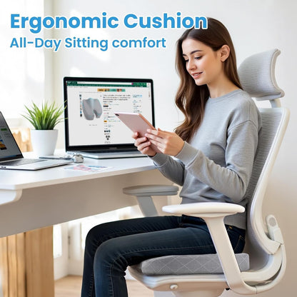 TushGuard Office/ Car Seat Cushion, Non-Slip Sciatica & Back Coccyx Tailbone Pain Relief Chair Pad, Memory Foam Butt Pillow for Computer Desk, Wheelchair, Driving (Black)