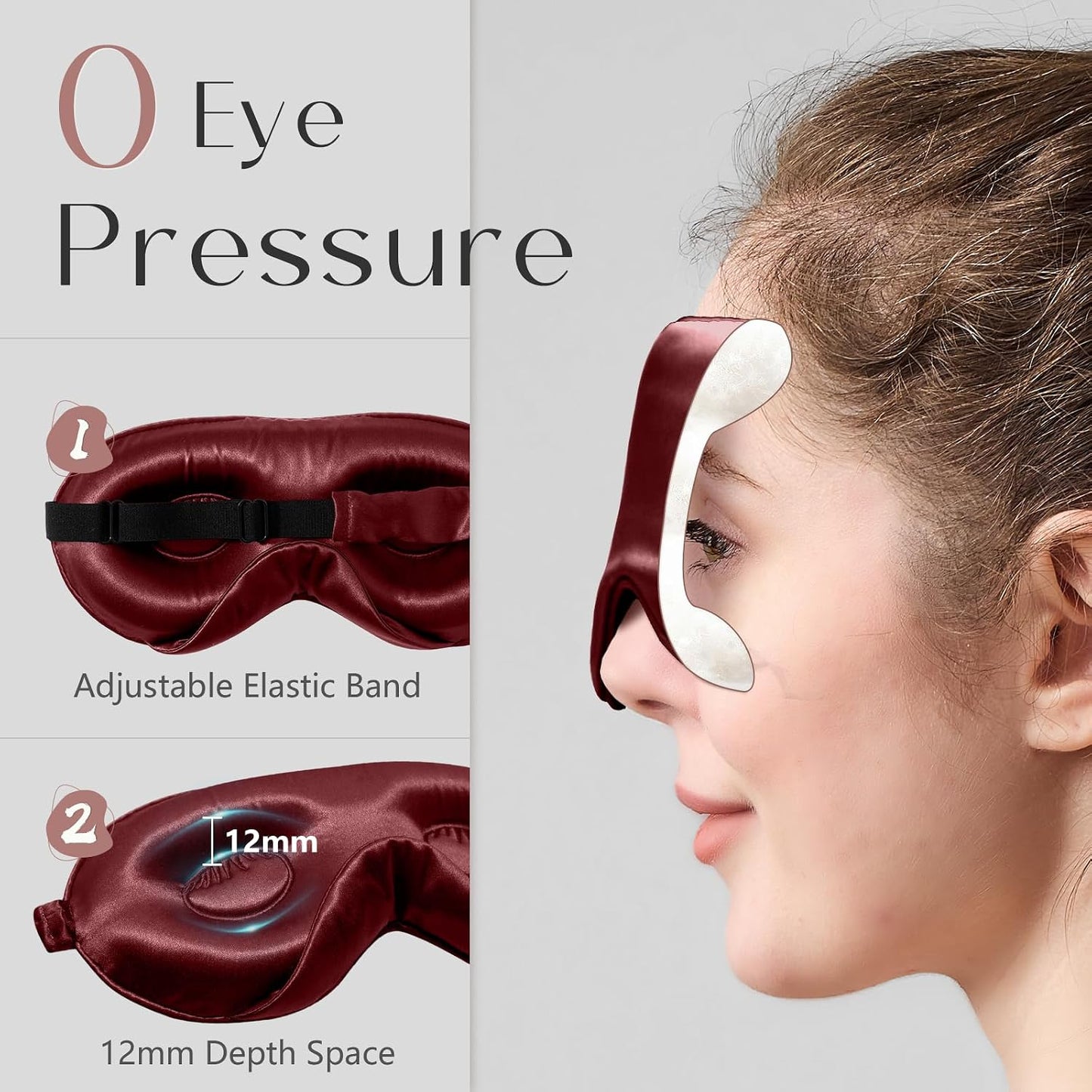 ZIMASILK Adjustable 3D 22 Momme 100% Mulberry Silk Sleep Mask | Upgraded Eye Mask for Sleeping - Soft & Breathable Blindfold - Blackout for Deep Sleeping (Pink)