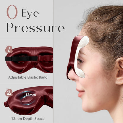 ZIMASILK Adjustable 3D 22 Momme 100% Mulberry Silk Sleep Mask | Upgraded Eye Mask for Sleeping - Soft & Breathable Blindfold - Blackout for Deep Sleeping (Pink)
