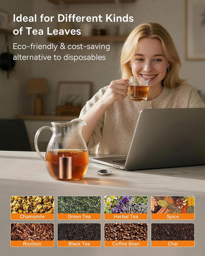 House Again 2 Pack Tea Infusers, Extra Fine Mesh Tea Strainers for Loose Tea, Updated Slim Threaded Lid & 304 Stainless Steel, Loose Leaf Tea Steeper for Brew Tea Spices & Seasonings