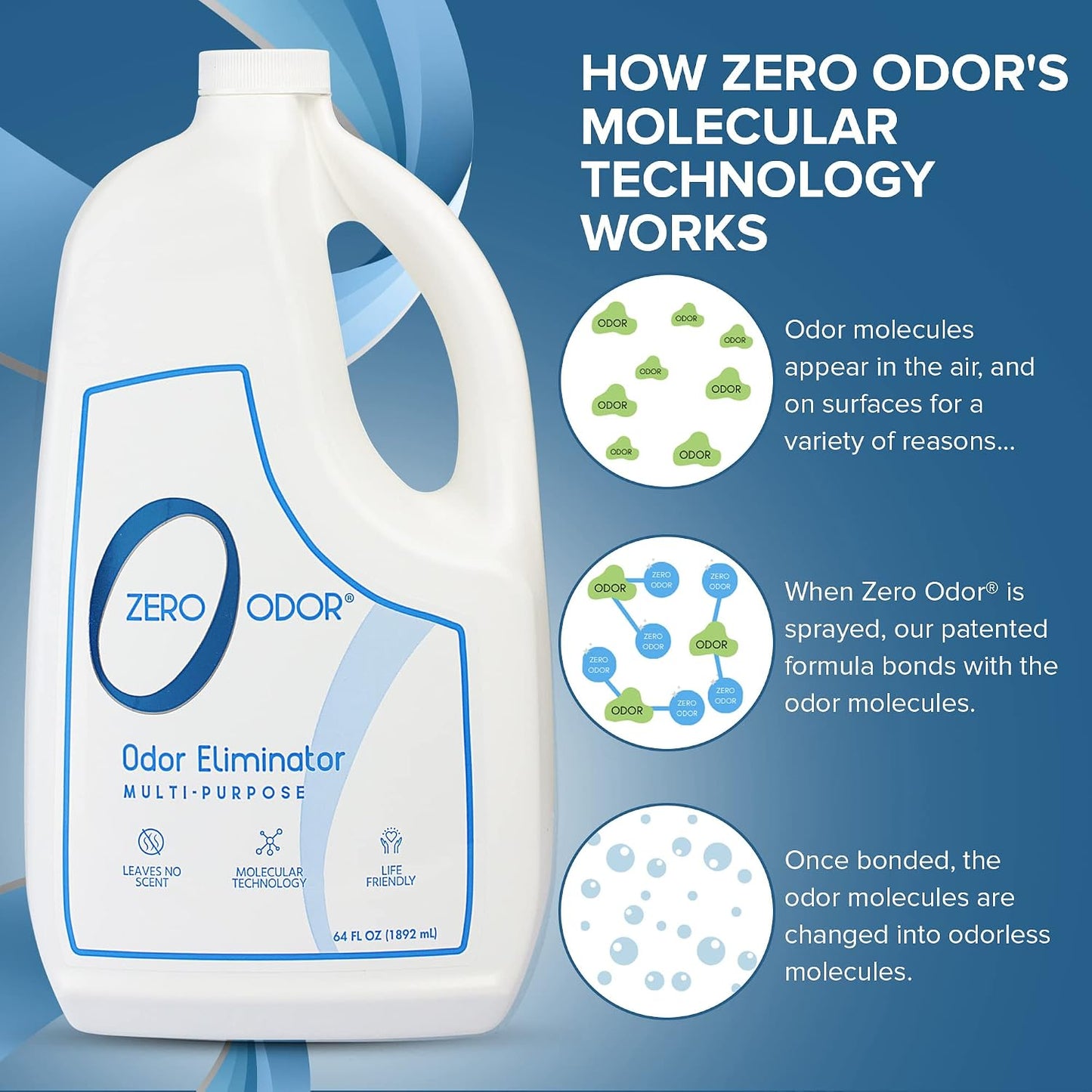 Zero Odor Multi-Purpose Odor Eliminator, Fabric & Room Deodorizer, 16 oz | Odor Eliminator Spray for Closet, Bathroom, Basement, Trash & Upholstery, Air and Surface use