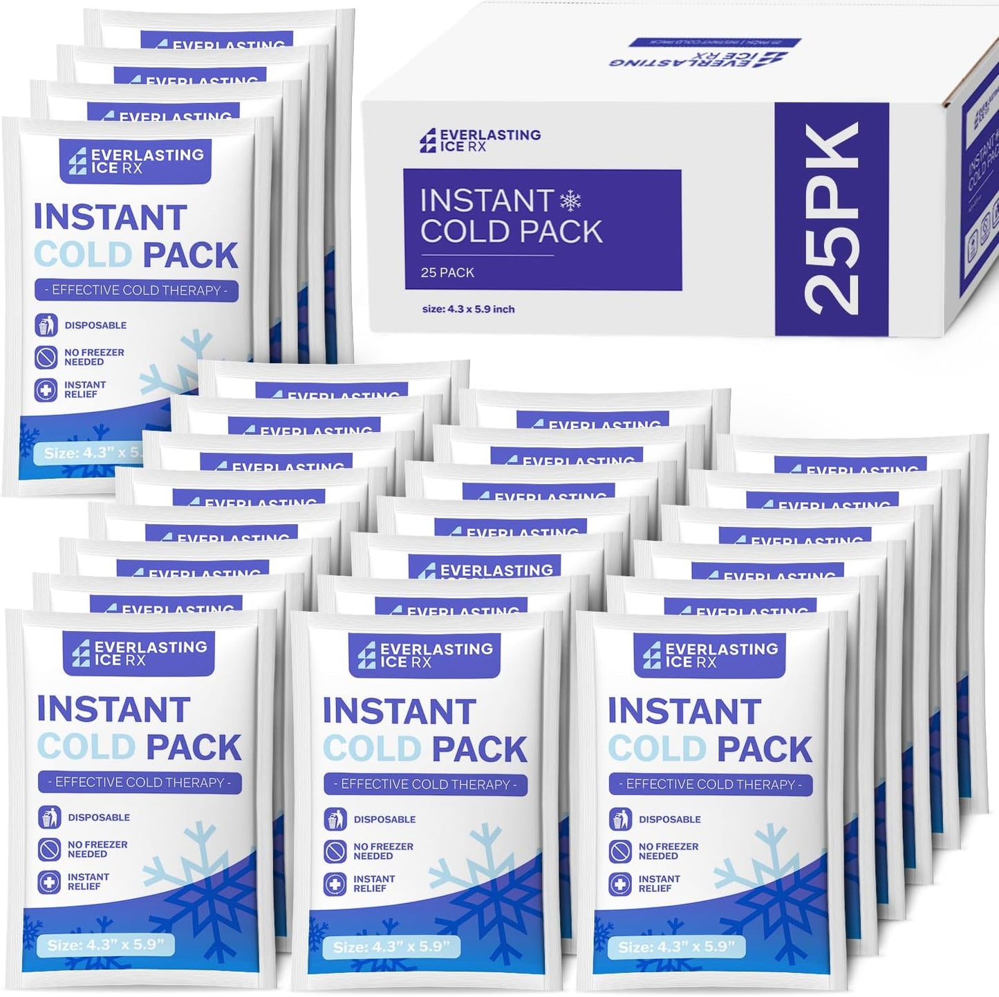 50 Pack Instant Ice Packs for Injuries, Disposable Instant Cold Pack
