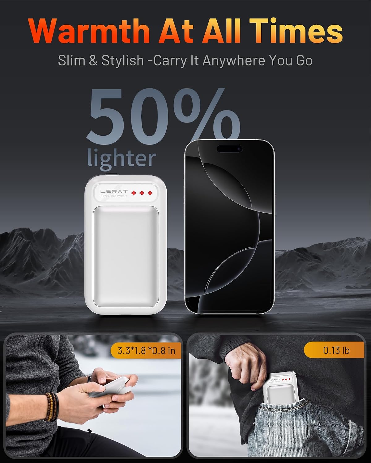 Hand Warmers Rechargeable 2 Pack, Electric Hand Warmers, Fast Heating, Portable Pocket Heater, 2 in 1 Quick Charge Hand Warmer for Outdoor Indoor, Warmer Gift for Christmas, Golf, Camping