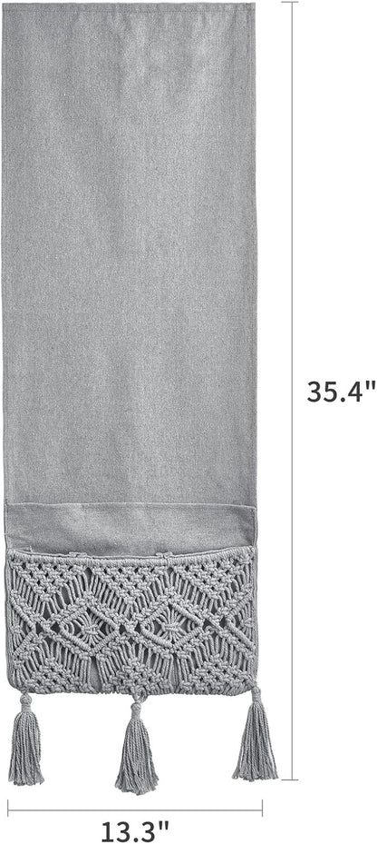 Mkono Macrame Armchair Caddy, Boho Couch Armrest Organizer, 4 Pockets Beige | Large, Sofa Bedside Caddy, Remote Control Magazine Phone Holder, Living Room Bedroom Dorm, Boho Decor, Space-Saving Storage