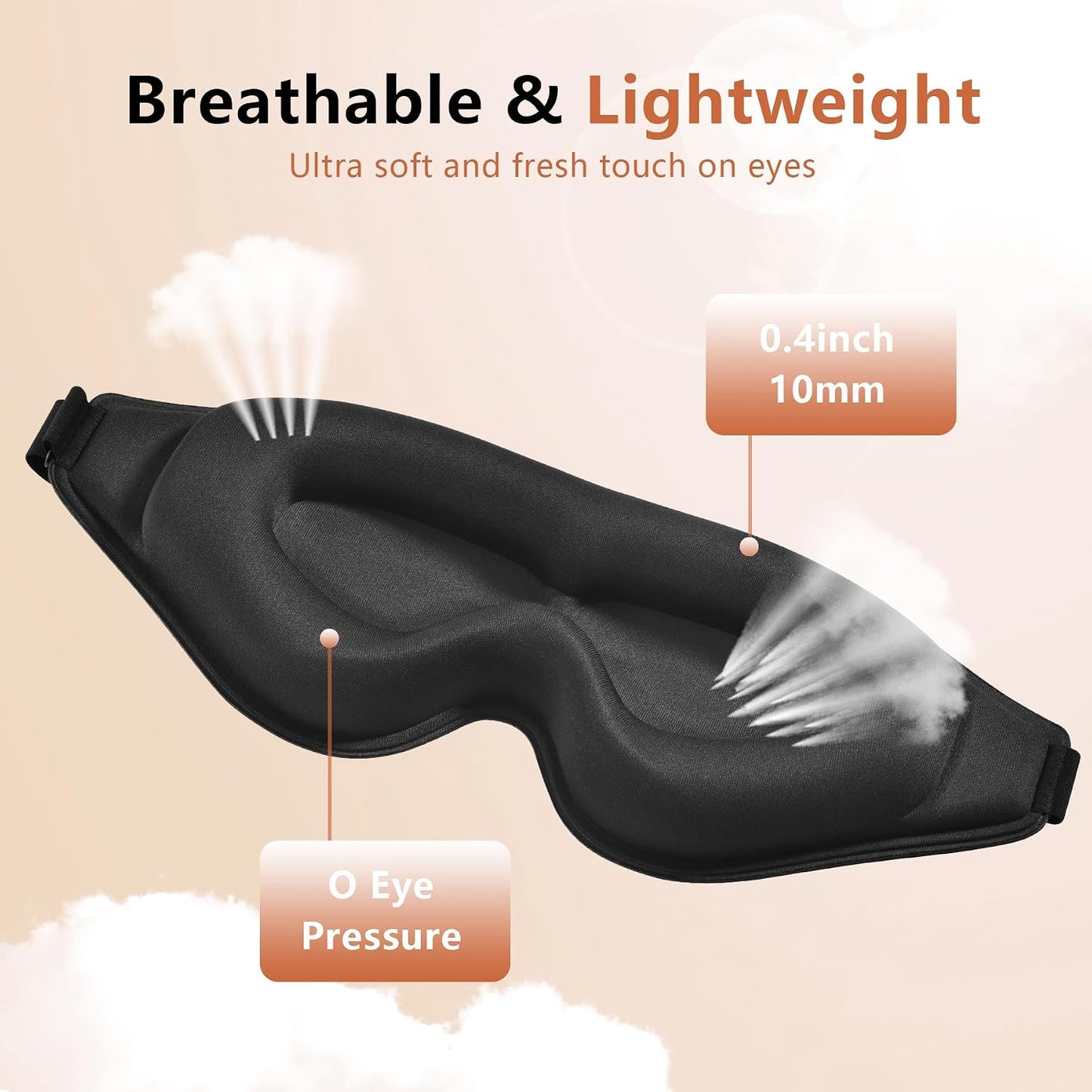 Sleep Mask for Side Sleeper Women Men, Eye Mask for Sleeping Light Blocking, 3D Contoured Cup Sleeping Mask, Soft Breathable Sleep Eye Mask with Adjustable Elastic Strap for Travel (Pastel Blue)