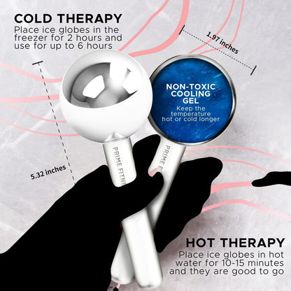 Ice Globes for Facials | Unbreakable Steel Cooling Roller | Cryo Sticks for Face | Massager for Face Neck & Eyes | Skin Care for Dark Circles, Puffiness, Wrinkles, Collagen Production (White)
