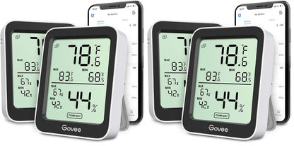 Govee Indoor Hygrometer Thermometer H5075 with Bluetooth App Control | Room Temperature Humidity Meter, 164ft Remote Monitor, Smart Alerts, 2 Years Data Storage Export, for Bedroom Wine Cellar