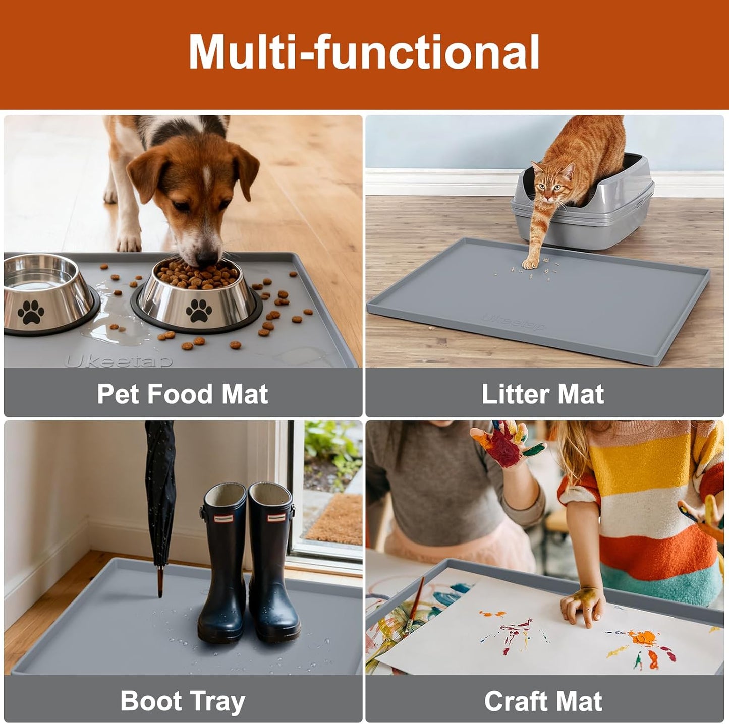 34" x 22" Extra Thick Silicone Mat Waterproof with Raised Edge, | Under Sink Mat for Kitchen & Bathroom, Kitchen Cabinet Liner, Multi-Purpose for Storage & Protection