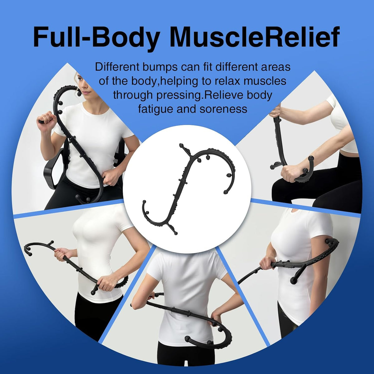 Massage Stick,Handheld Trigger Point Back and Neck Massager Cane, Deep Tissue Self Massage Tool for Muscle Knots and Myofascial Release,for Pain Relief and Muscle Recovery,Black