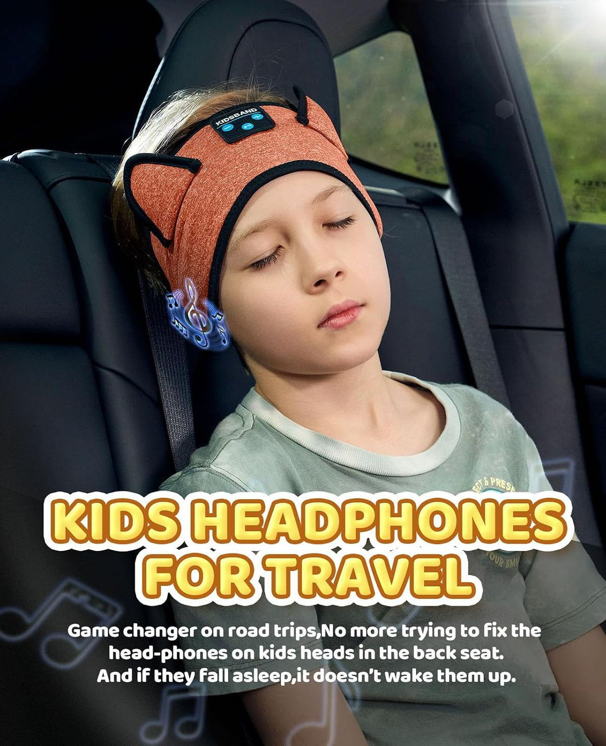 KIDSBAND Kids Bluetooth Headphones, Sleep Headband [Wireless & Wired Playback 2in1] Foldable Headphones for School/Travel/Tablet/Sleep