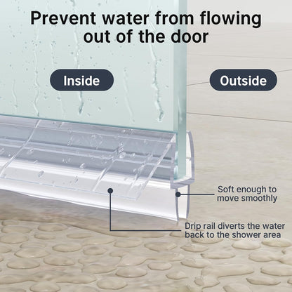 AmazerBath Frameless Shower Door Bottom Seal 39 inch (Set of 2) - Clear, Suitable for 3/8 Inch Glass, Modern Style