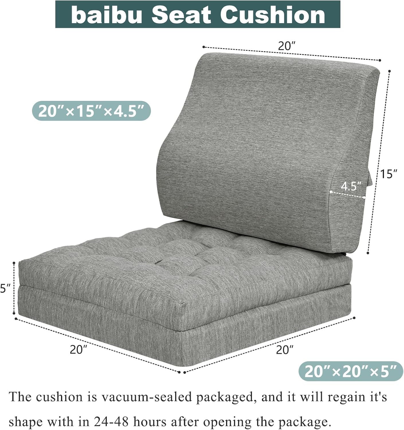 baibu Memory Foam Recliner Cushions with Lumbar Support Pillow Set for Elderly, 20x20x5 Inch Dual-Layer Design Non-Slip Recliner Seat Cushion & Back Support Pillow for Reduce Hip & Lumbar Pain, Brown