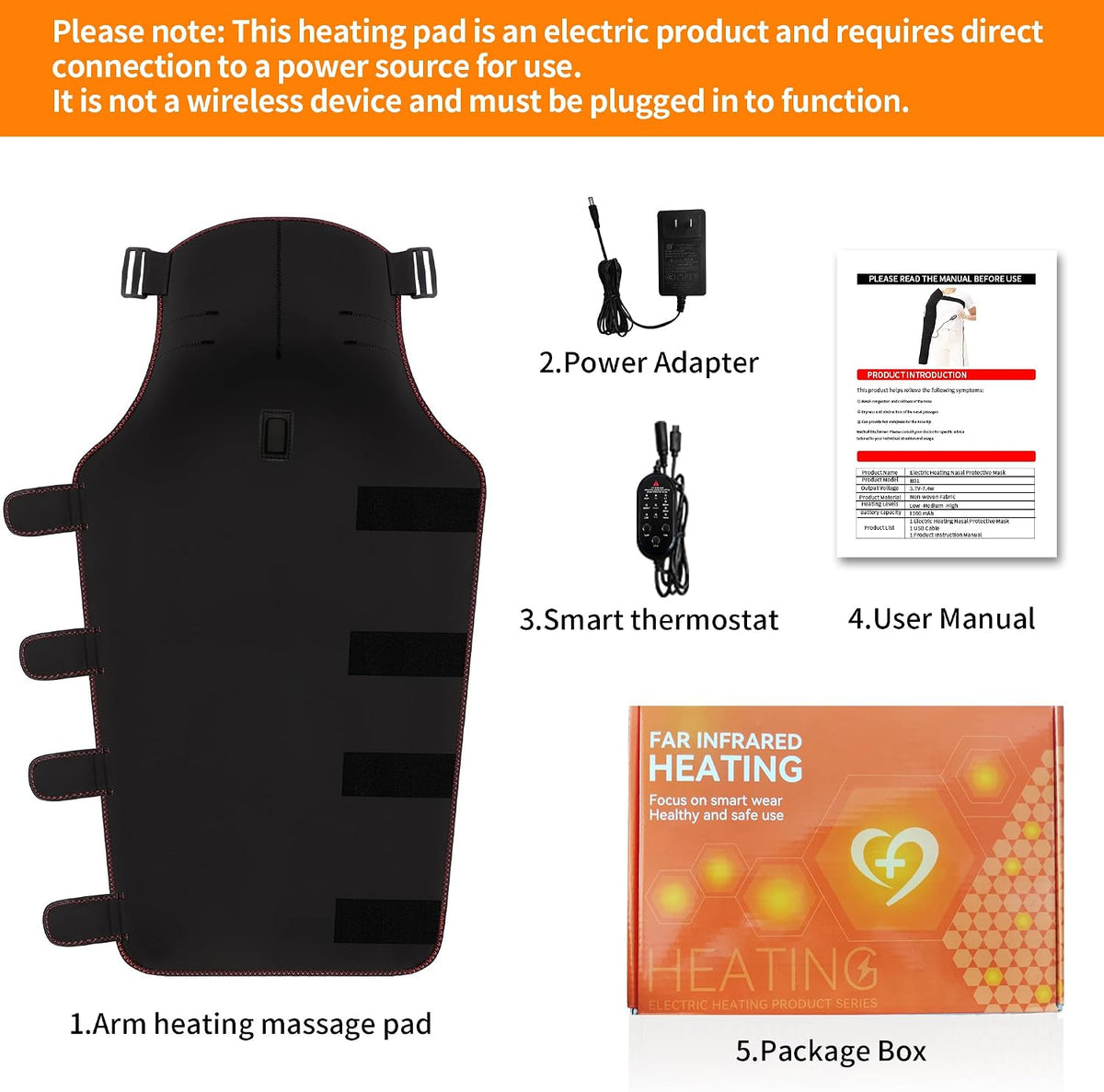 Shoulder Arm Massage Heating Pad for Pain Relief, Ultra Long Heated Elbow Heating Pad with 3 Vibration and Heat Settings, Heated Shoulder Wrap for Frozen Shoulder