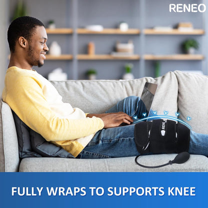 RENEO Compression Knee Ice Pack Wrap with Air Pump, Adjustable Knee Brace with Cold Packs Reusable, Hot and Cold Therapy for Women Men, Post-workout Recovery