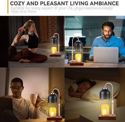 Candle Warmer Lamp with 3 Bulbs, Adjustable Height Dimmable Candle Warmer with Timer, Candle Lamp with Charming Gift Box Ribbon,Birthday Gifts for Women Mom, House Warming Gifts New Home Decor