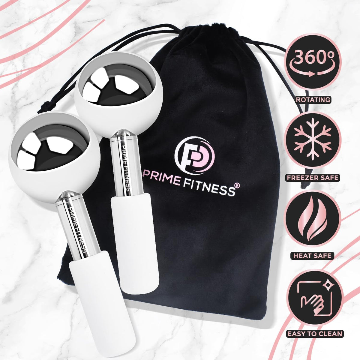 Ice Globes for Facials | Unbreakable Steel Cooling Roller | Cryo Sticks for Face | Massager for Face Neck & Eyes | Skin Care for Dark Circles, Puffiness, Wrinkles, Collagen Production (White)