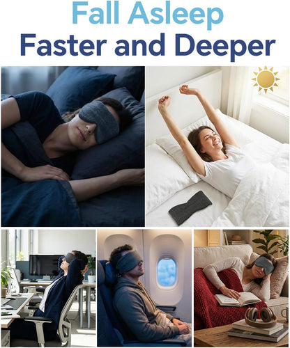 Sleep Mask for Women and Men, Soft Modal Blackout Eye Mask with Ear Coverage, Zero Pressure Blindfold for Side Sleepers, Adjustable Strap, Travel Essentials