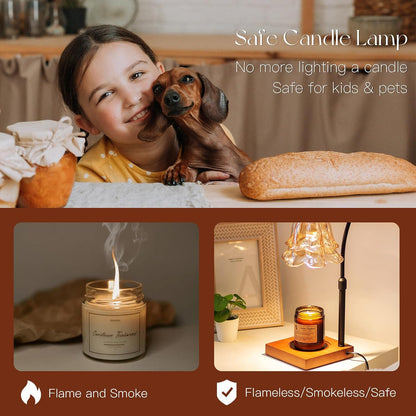 Candeldo Candle Warmer Lamp with Timer, Gold Flower Glass Shade