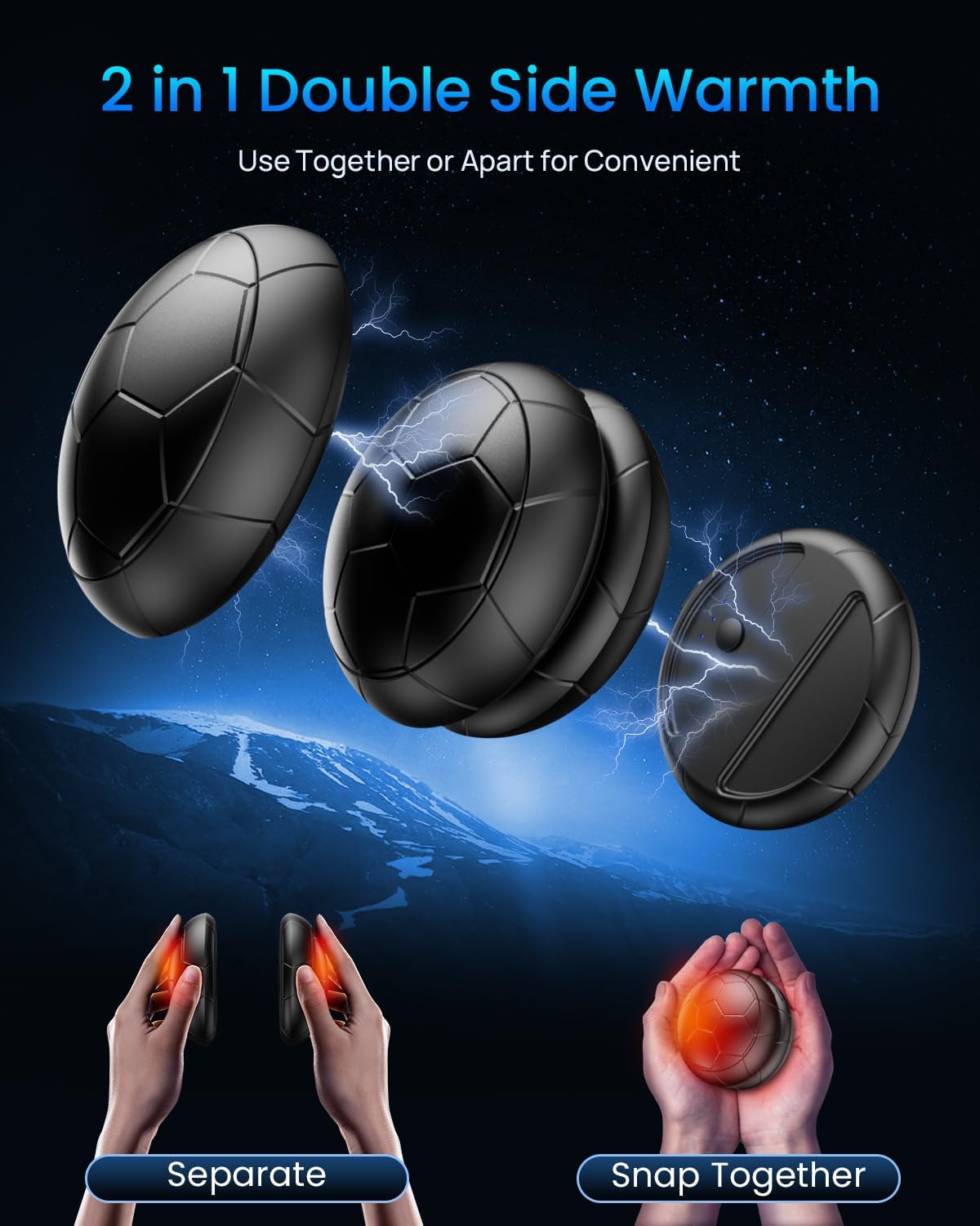 AJVV Hand Warmers Rechargeable 2 Pack丨Electric Hand Warmer, Up to 24hrs & 3s Fast Heating, Magnetic Portable Handwarmers, for Men, Kids, Raynauds, Hunting, Ski