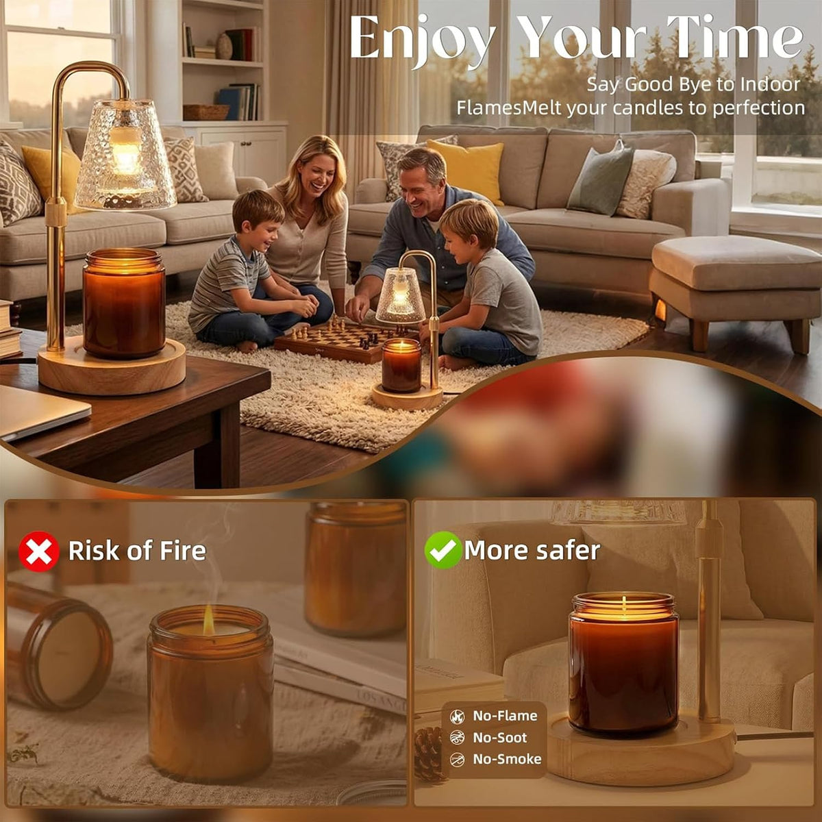 Glimra 2 Pack Candle Warmer Lamp with Timer,Dimmable,Adjustable Height