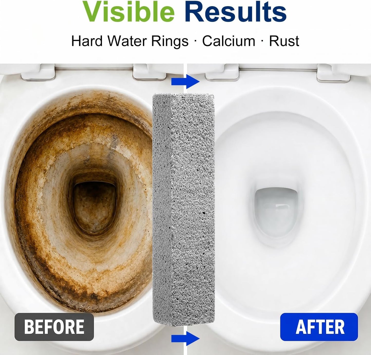 8 Pack Pumice Stone Toilet Bowl Cleaner for Hard Water Rings | Scouring Bars Remove Mineral Buildup, Limescale and Rust from Toilets, Sinks, Bathtubs, Grills and Pool Tile