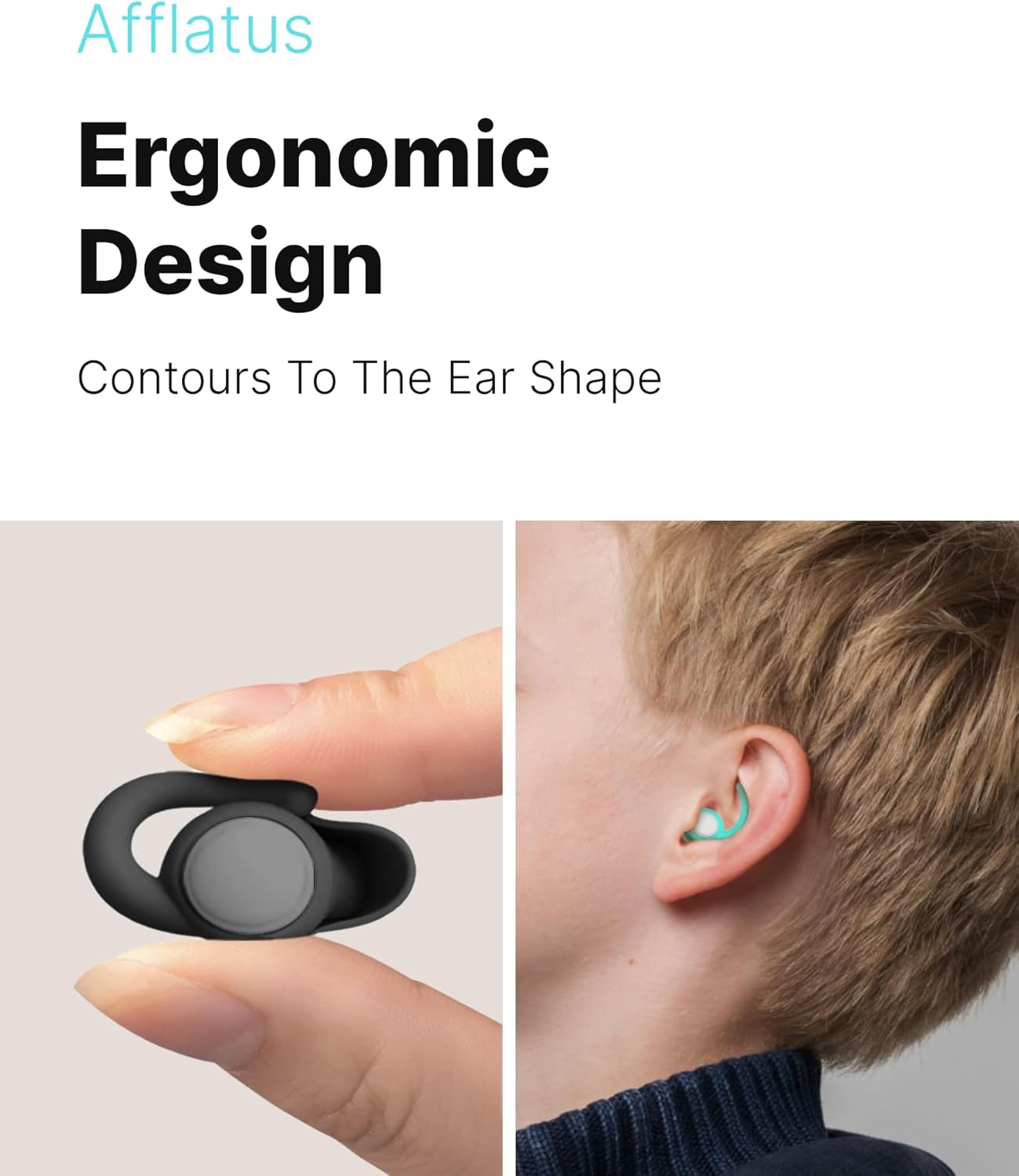 Afflatus Ear Plugs for Sleep and Noise Reduction, Soft & Comfort, 26dB | Snug Ear-Hug Fit, Side Sleep Comfort, Non-In-Ear, 2 Pairs 2 Sizes (S+L), Delicate Giftbox, Washable, Reusable