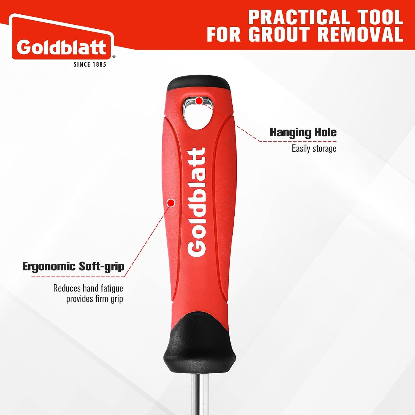 Goldblatt Grout Removal Tool with Replacement Carbide Tip, Scraper Tools | Triangular Edge, Precision Cleaning, Replacement Tip, Fine Groove Pattern, Tile Joint Repair, Caulk Removal, Mortar Cleanup