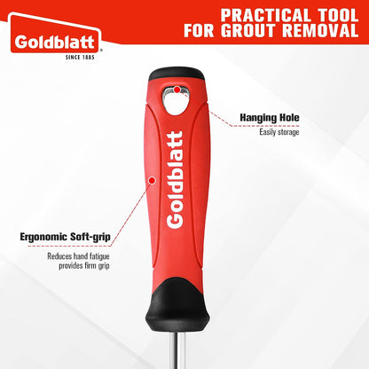 Goldblatt Grout Removal Tool with Replacement Carbide Tip, Scraper Tools | Triangular Edge, Precision Cleaning, Replacement Tip, Fine Groove Pattern, Tile Joint Repair, Caulk Removal, Mortar Cleanup