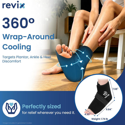 REVIX Foot Ankle Ice Pack Wrap, Gel Ice Packs for Feet Discomfort, 2 Packs | 45-Min Long Lasting Foot Ice Pack Wrap, Full Coverage Ankle Ice Wrap for Post-Workout Recovery, Plantar Fasciitis, Heel Spur