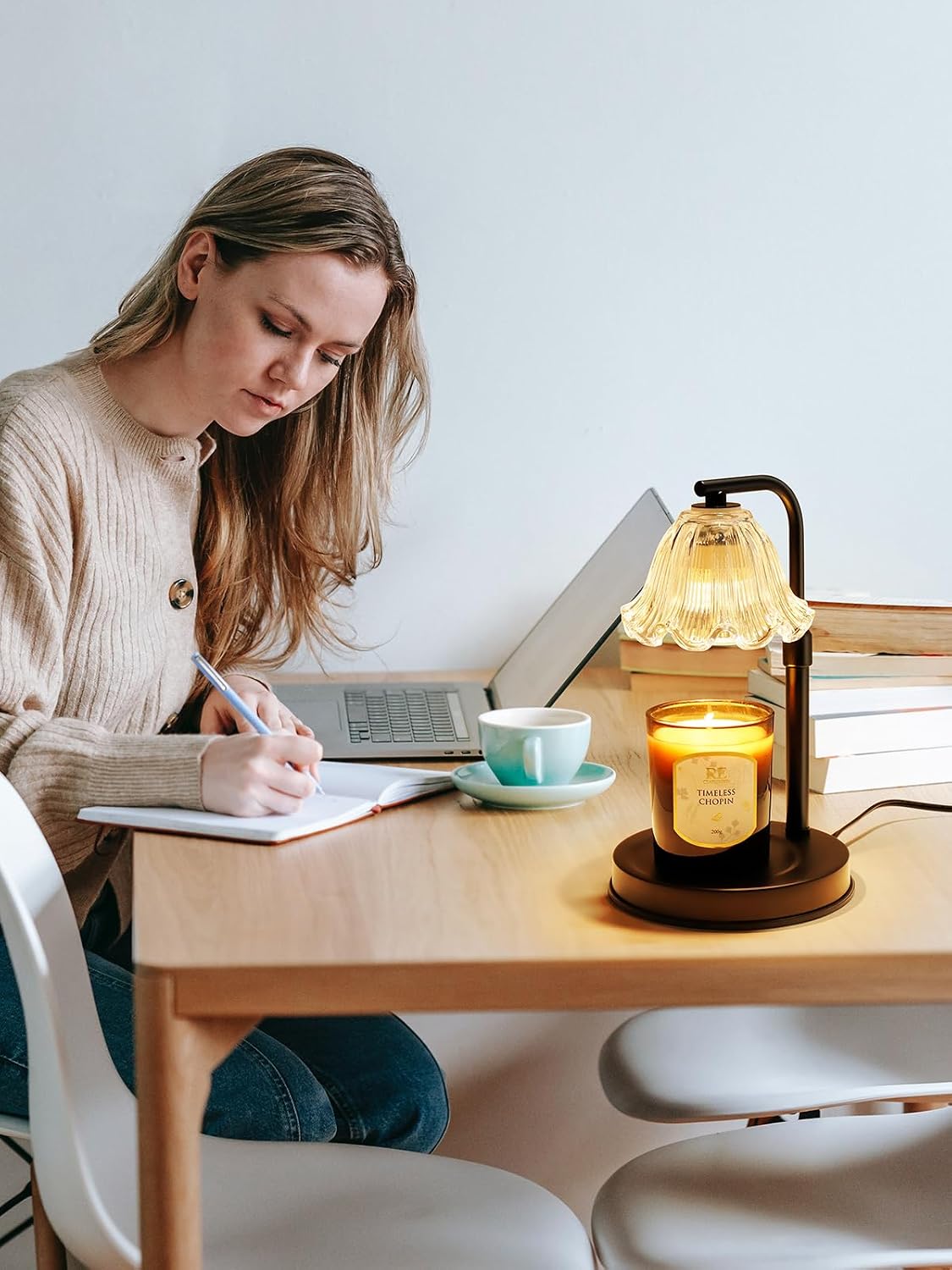 Flower Candle Warmer Lamp with Timer - Adjustable Height for Jar Candles