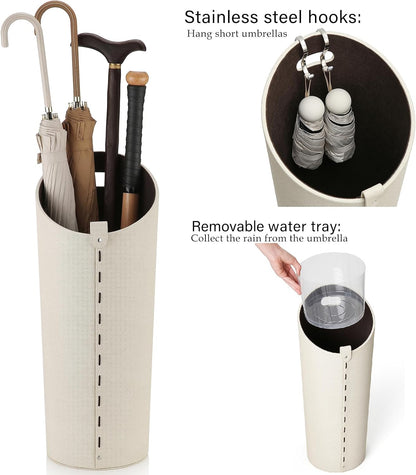 Tall Umbrella Holder White That won't Tip Over and Removable Drip Water Tray Modern Farmhouse Home Decor Umbrella Bucket Rack Can Storage 10 Different Sizes of Golf Umbrellas Canes etc