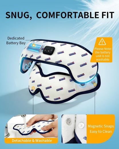 Cordless Heated Eye Mask for Dry Eyes 4 Temperature Settings & 6 Timers, Washable Cover, Warm Compress for Stye, Blepharitis, Eye Strain Relief Heating Pad, Ideal for Travel & Sleep Fast Even Heating