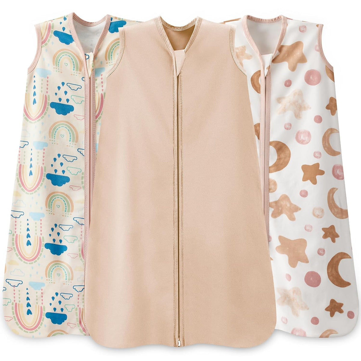 Baby Sleep Sack 0-6 Months, 100% Cotton Wearable Blanket, 0.5 Tog, 3 Pack