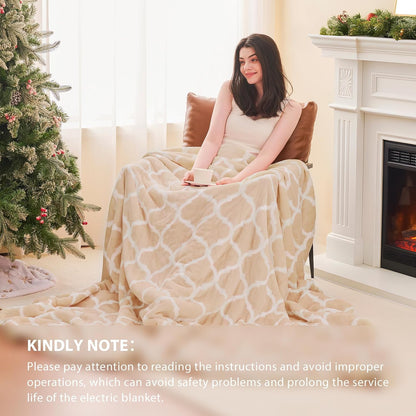 Homemate Heated Blanket Electric Throw - 50“x60“ Heating Blanket with 10 Fast Heat Levels 8 Hours Auto Off Soft Cozy Flannel Over-Heated Protection ETL Certification Keep Warming in Home | Throw with 10 Fast Heat Levels 8 Hours Auto Off Over-Heated