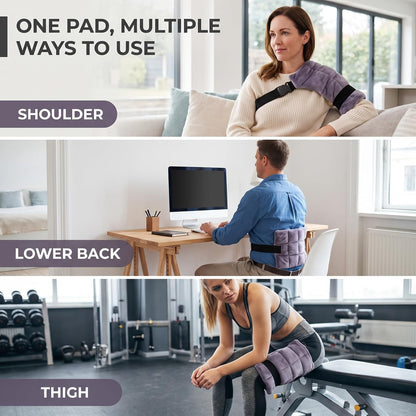Multi-Functional Flax Seed Hot & Cold Therapy Wrap | 9-Grid Quilted Design · High-Elastic Strap | Microwave Heatable, No Power Needed | for Shoulder, Waist & Thigh | Gray