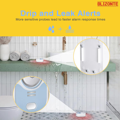 Water Leak Detector 3 Pack, 5-Year Battery Life, Water Alarm with Low Battery Warning, 100dB Loud Sound and Self-Test Function, IP66 Waterproof for Home Basement Kitchen RV(Not Support Wi-Fi)