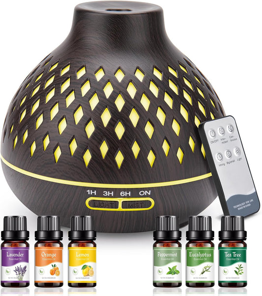 SPLITSKY 400ml Aromatherapy Diffuser with 6 Essential Oils and Timer