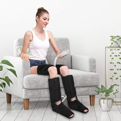 QUINEAR Full Leg Massager, Foot, Calf & Thigh Massage Machine- 3 Intensities 3 Modes Air Compression Therapy Device Help for Elderly Pain Relief, Swelling, RLS, Edema, 2 Extensions for Bigger Calf