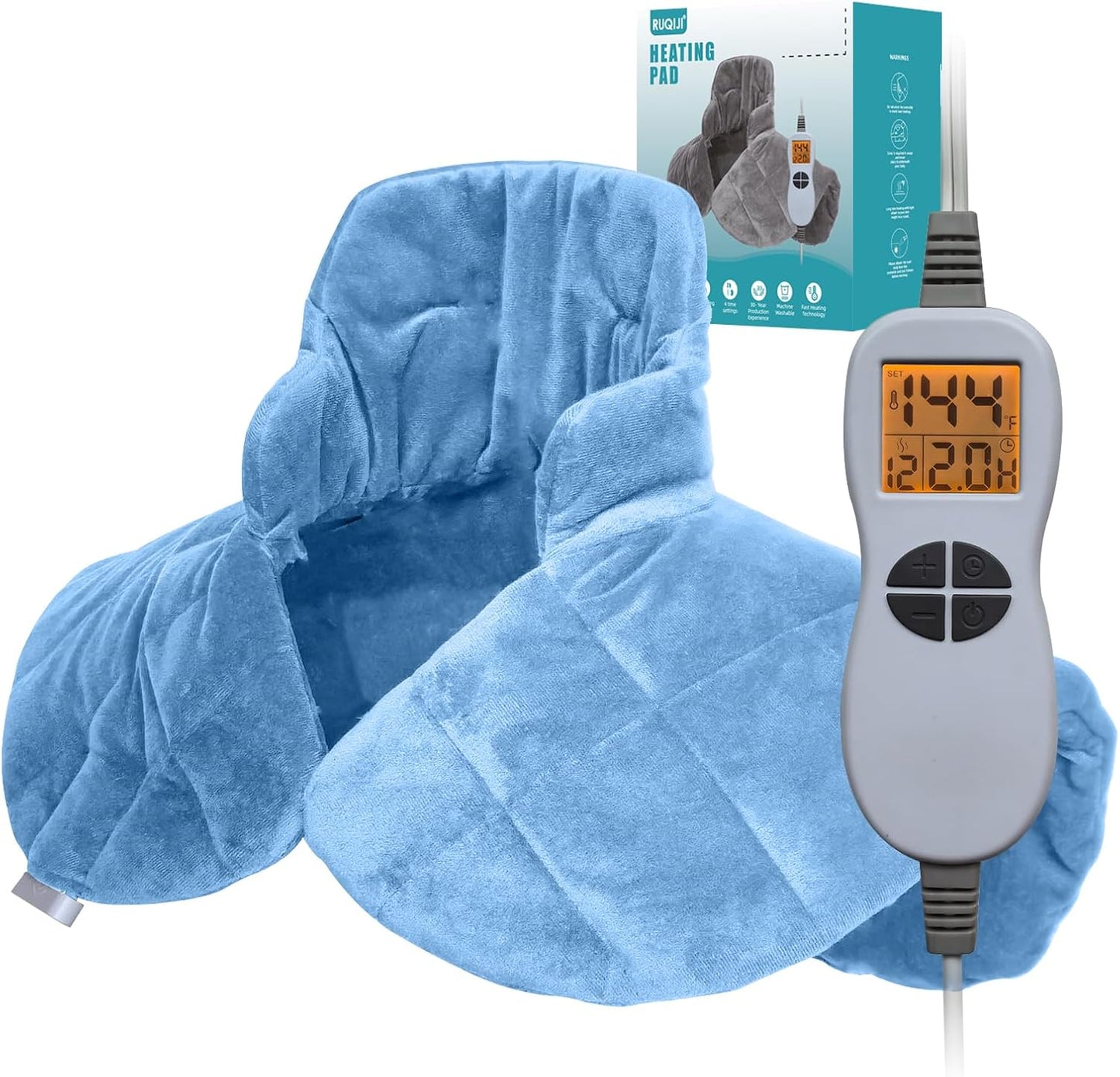 Ruqiji 19" x 24" Weighted Neck&Shoulder Heating Pad, 2.5lbs with 12 Temperature Settings&Countdown Timer,Pain Relief for Neck/Shoulders/Menstrual Pain(Dark Gray)