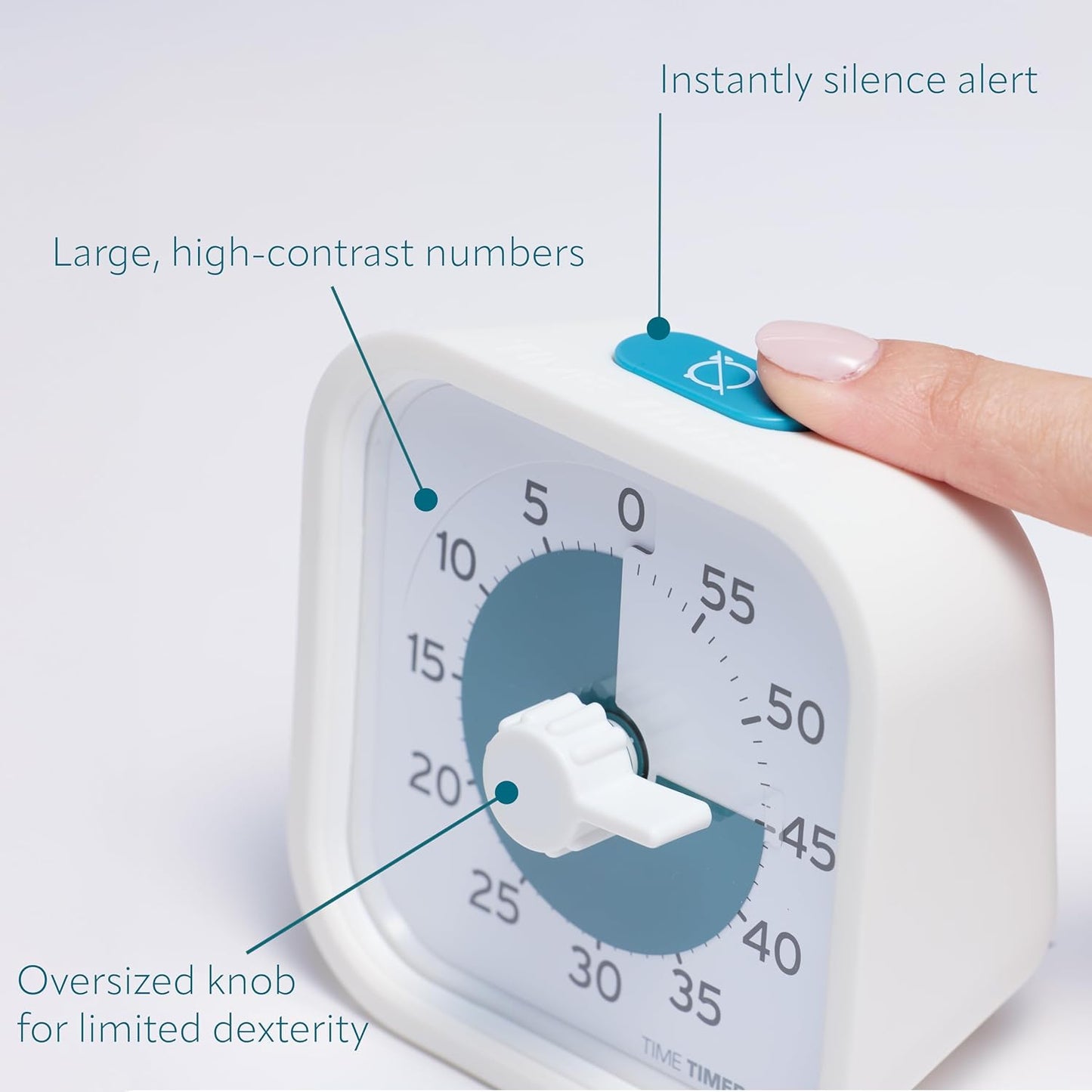Time Timer® Personal 60-Minute Visual Countdown Timer – Large Numbers, Easy-Turn Knob, Adjustable Alert for Focus, Routines & Daily Time Management