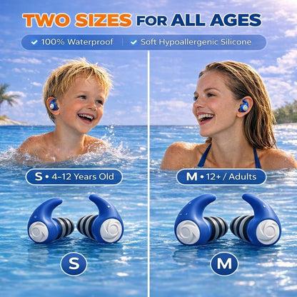 Waterproof Swimming Ear Plugs for Adults Kids, 3 Pairs Soft Silicone