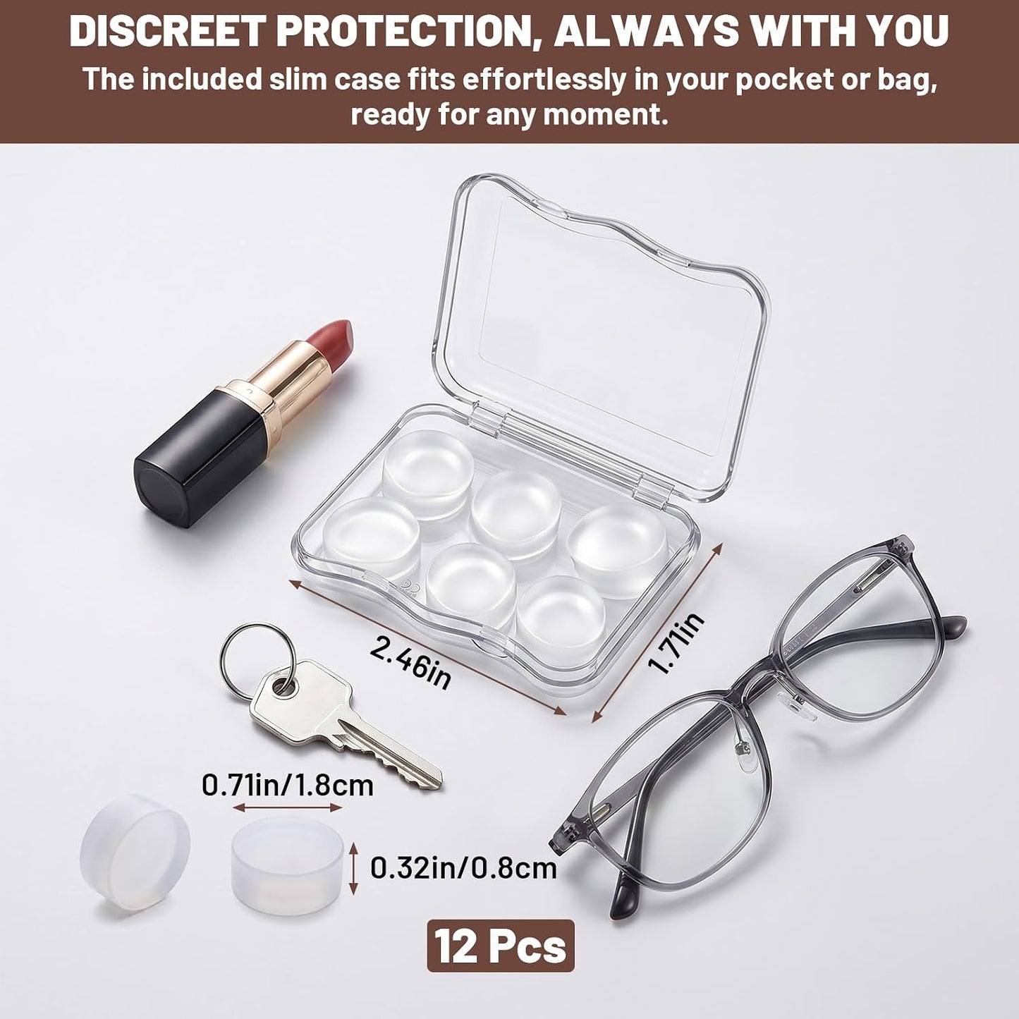 12 Pcs Moldable Silicone Ear Plugs Soft Transparent Earplugs for Sleeping | Noise Reduction Earplugs, Reusable Noise Cancelling EarPlug, Snoring, Travel, Concerts, Work, Study, Airplanes