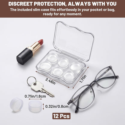 12 Pcs Moldable Silicone Ear Plugs Soft Transparent Earplugs for Sleeping | Noise Reduction Earplugs, Reusable Noise Cancelling EarPlug, Snoring, Travel, Concerts, Work, Study, Airplanes