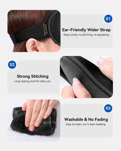 FACEMOON 3D Blackout Weighted Sleep Mask, Airplane Travel & Nurse Essential