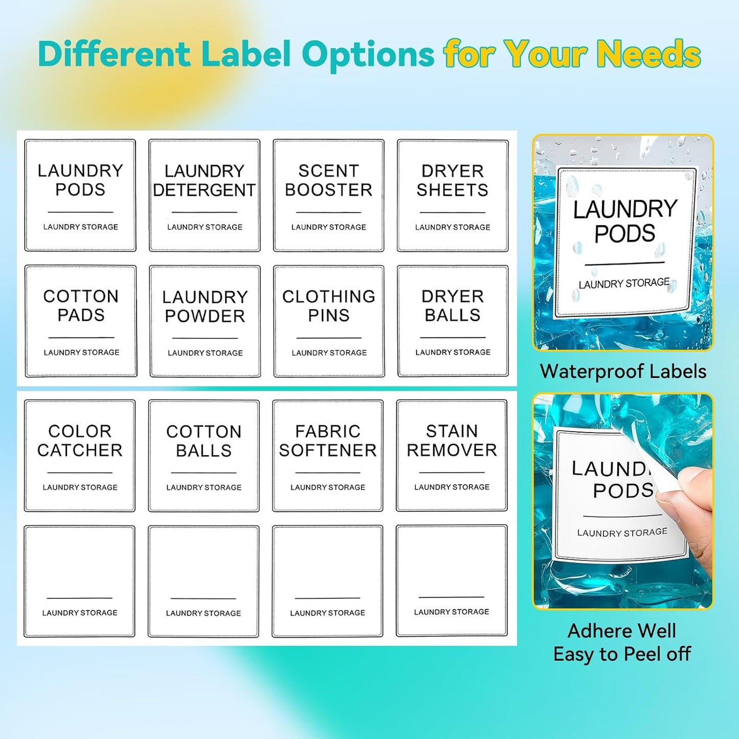 Laundry Pods Container & Dryer Sheet Holder, Laundry Room Organization and Storage Jars with Lids, Labels & Scoops for Powder Detergent Scent Booster, Black Lid