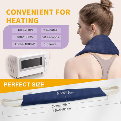 Neck Heating Pad Microwavable with Machine Washable Cover Weighted Microwave Heating Pad Neck Wrap for Shoulder Back Pain Relief, Warm Rice Bag Pack for Cramps Hot Cold Therapy 1.5lbs Lavender Scented