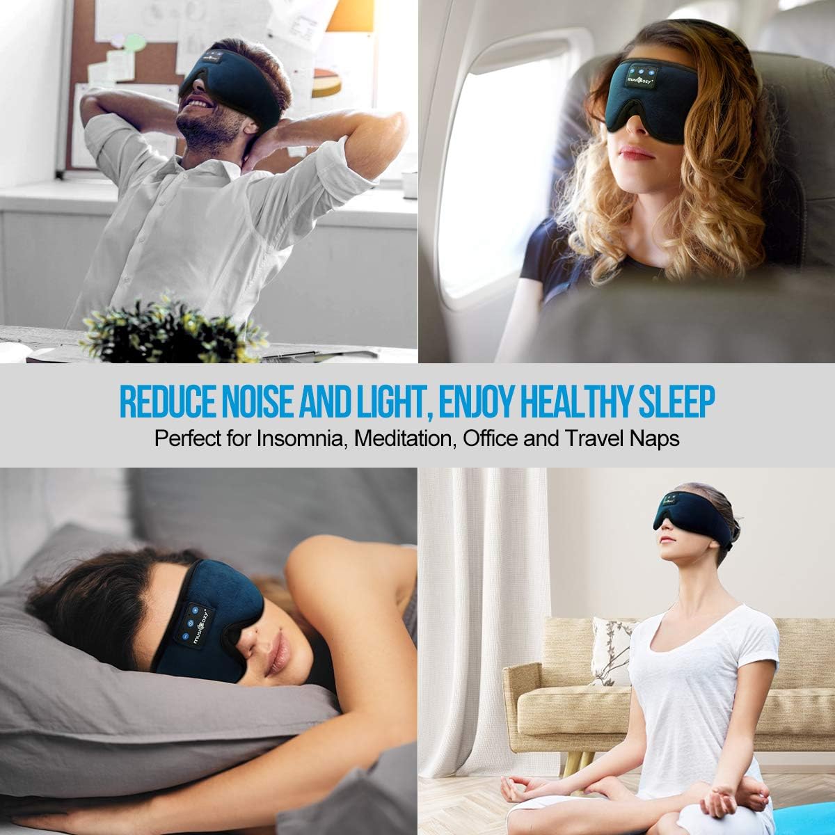 MUSICOZY 3D Sleep Headphones Bluetooth 5.4 Sleep Mask with HD Speakers