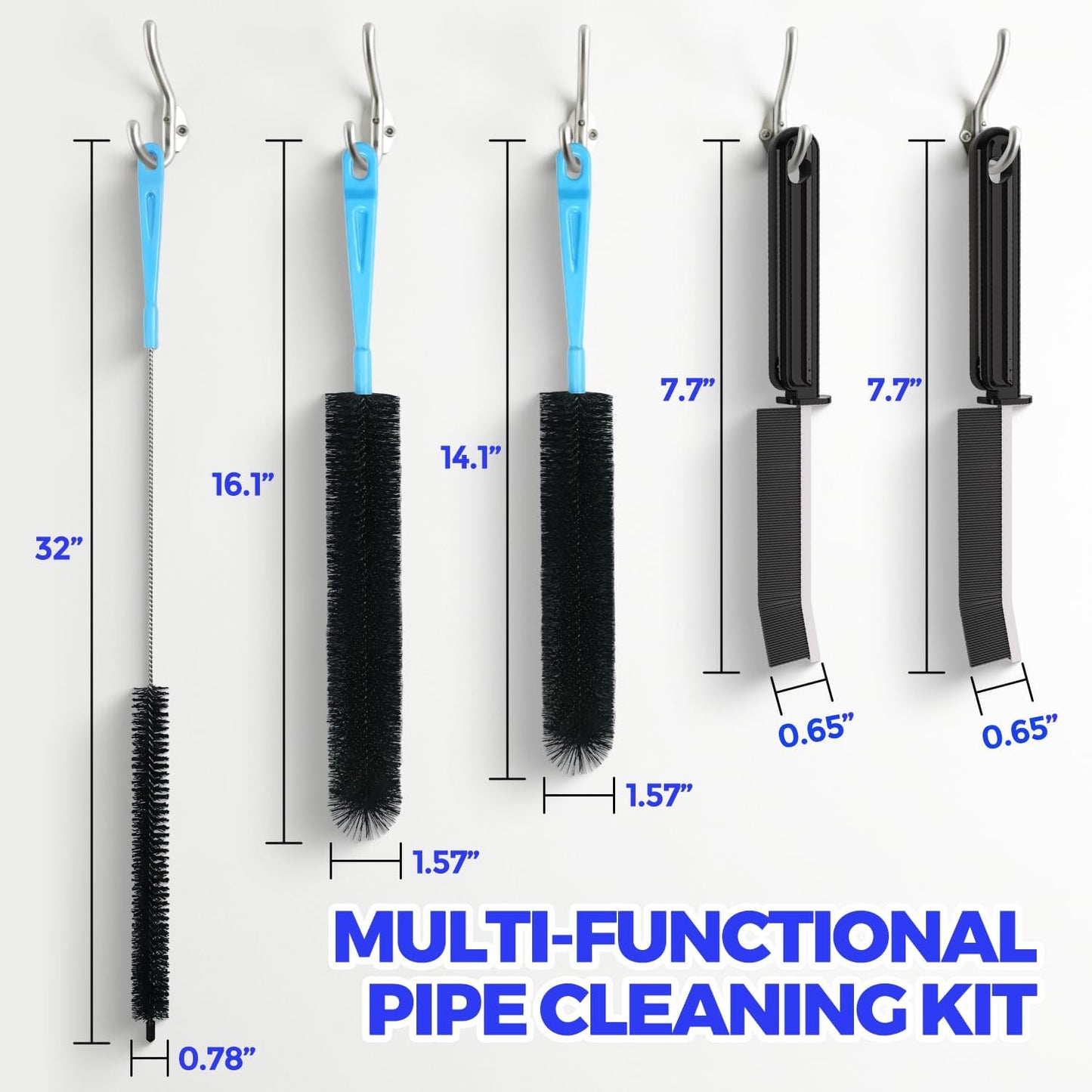 Holikme Dryer Vent Cleaner Kit 5P Flexible Snake Brush for Lint Removal‌ | Durable Nylon Bristles, Deep Reach Design, Cleans Hidden Gaps, Easy To Clean Store, Reusable Tool For Household Maintenance