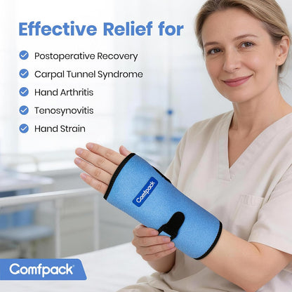 Wrist Ice Pack Wrap for Carpal Tunnel Relief with 2 Gel Ice Packs | Reusable Wrist Brace Compression Sleeve for Injuries, Tendinitis, Swelling, Surgery Recovery, Detachable Gel Inserts, Gifts